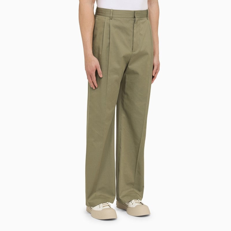 Loewe Military Green Pleated Trousers Men - 3