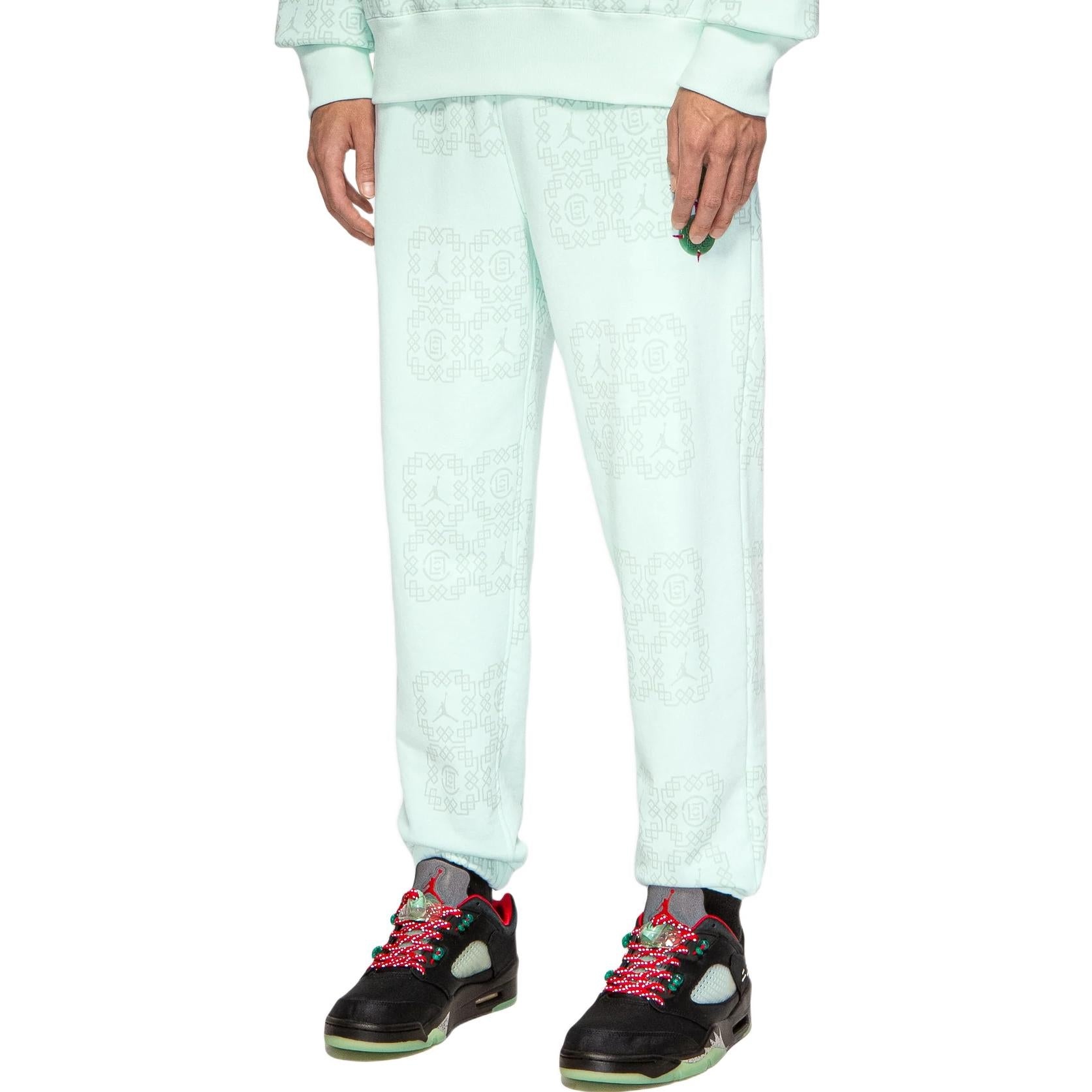 Air Jordan x CLOT Jade Fleece Sweatpants 'Light Green' DO0010-394 - 5