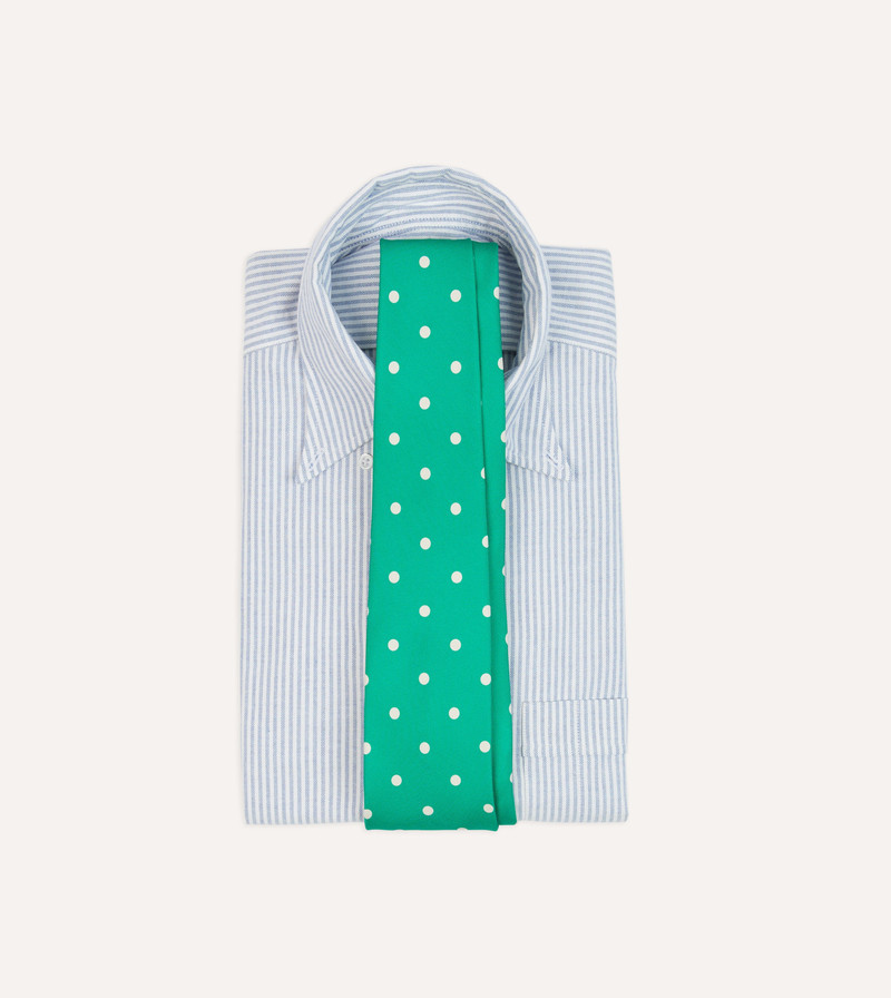 Drake's Green Polka Dot Silk Self-Tipped Tie outlook