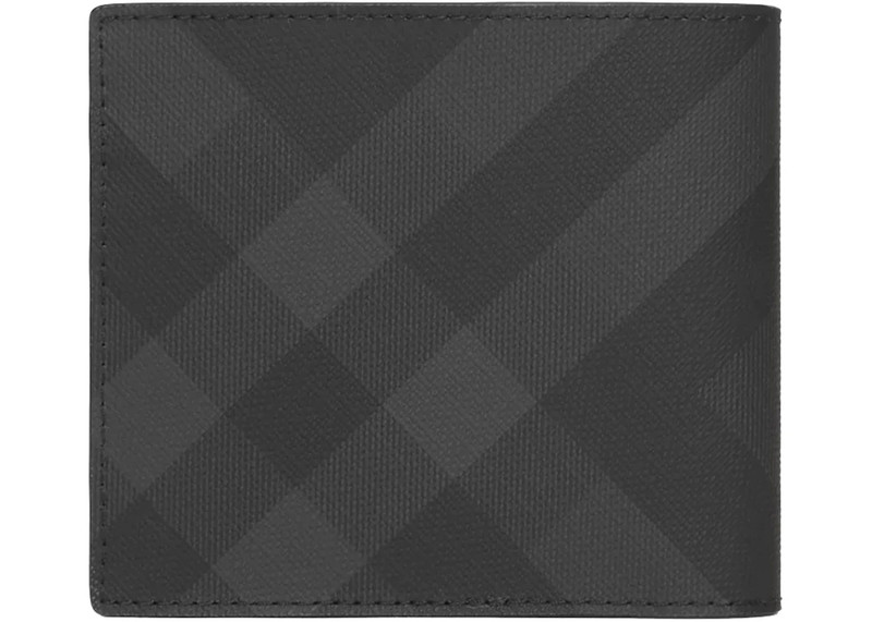 Burberry Burberry International Bifold Wallet London Check and Leather (8 Card Slot) Dark Charcoal outlook