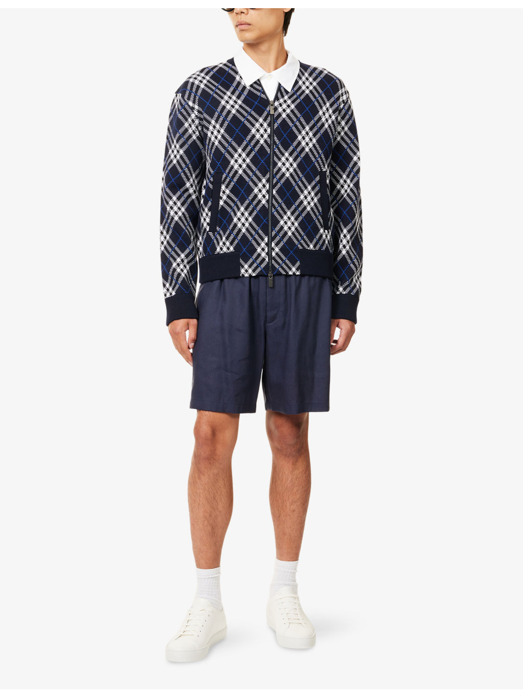 Check-Weave Knitted Bomber Jacket - 2