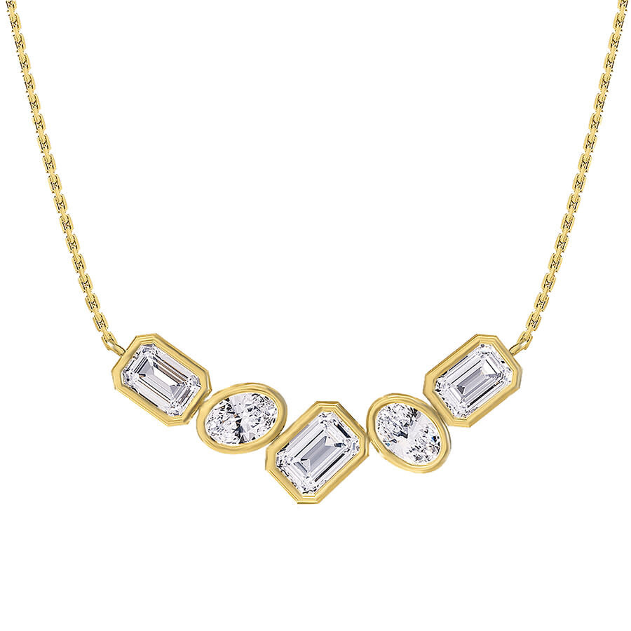 Diamond2Deal - Diamond2Deal 14k Yellow Gold 3.2 Ct Oval & Radiant Cut Lab Grown Diamond Pendant Necklace 18" Chain  - 1