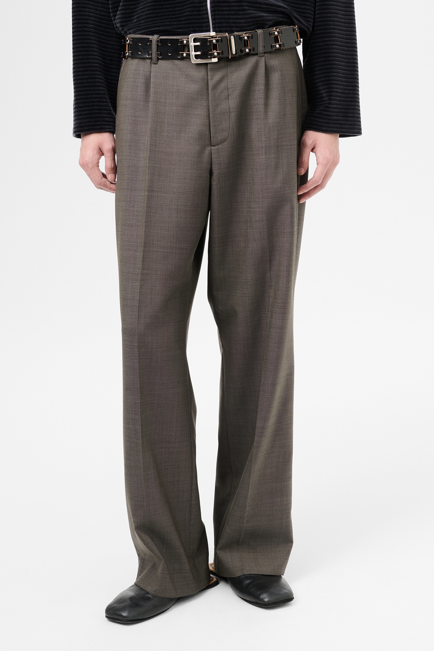 Borrowed Chino Grey Atom Check Wool - 3