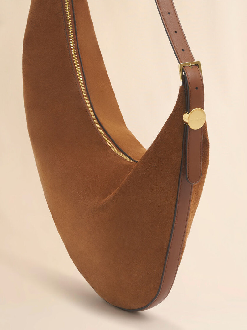 BROWN SUEDE DOT SMALL HOBO BAG 5