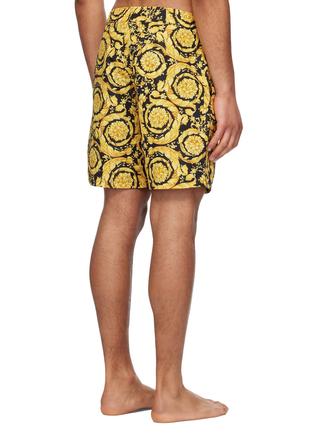 Yellow & Black Barocco Swim Shorts - 3