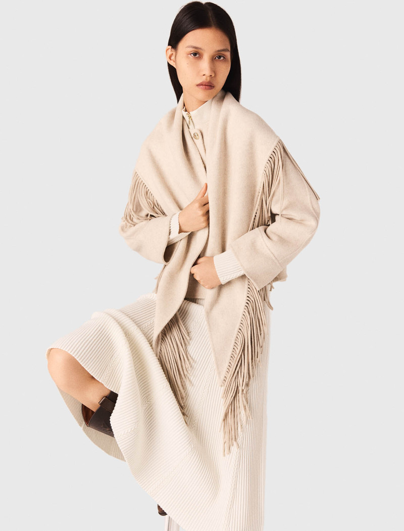 Cropped wool coat with removable scarf 6