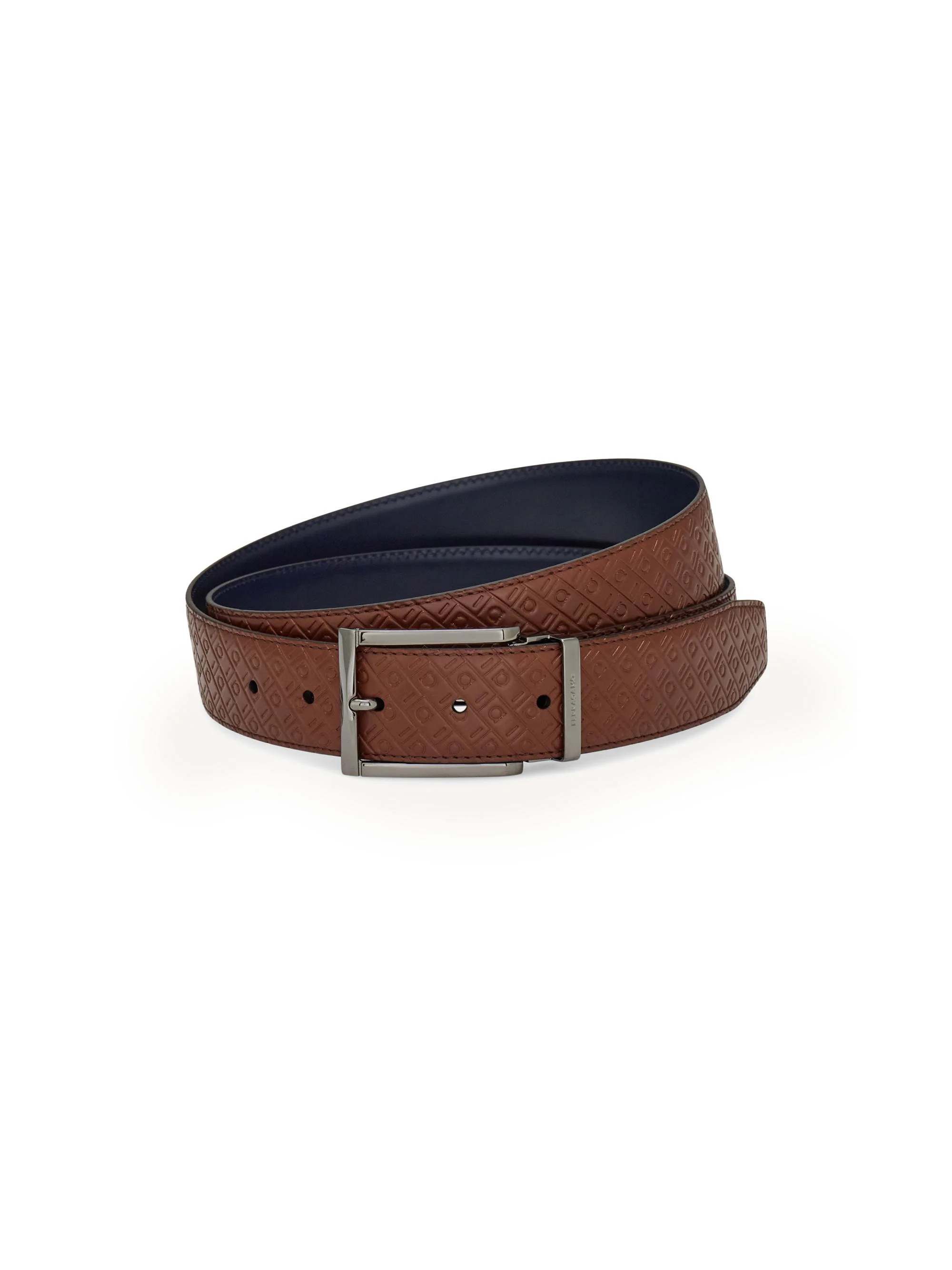 Men's Double Adjustable Reversible Leather Belt - Medium Brown - 1