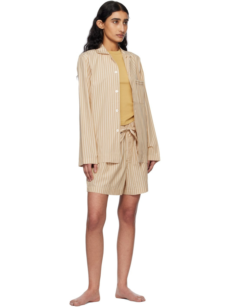TEKLA Tan & Beige Poplin Pyjama Shorts outlook