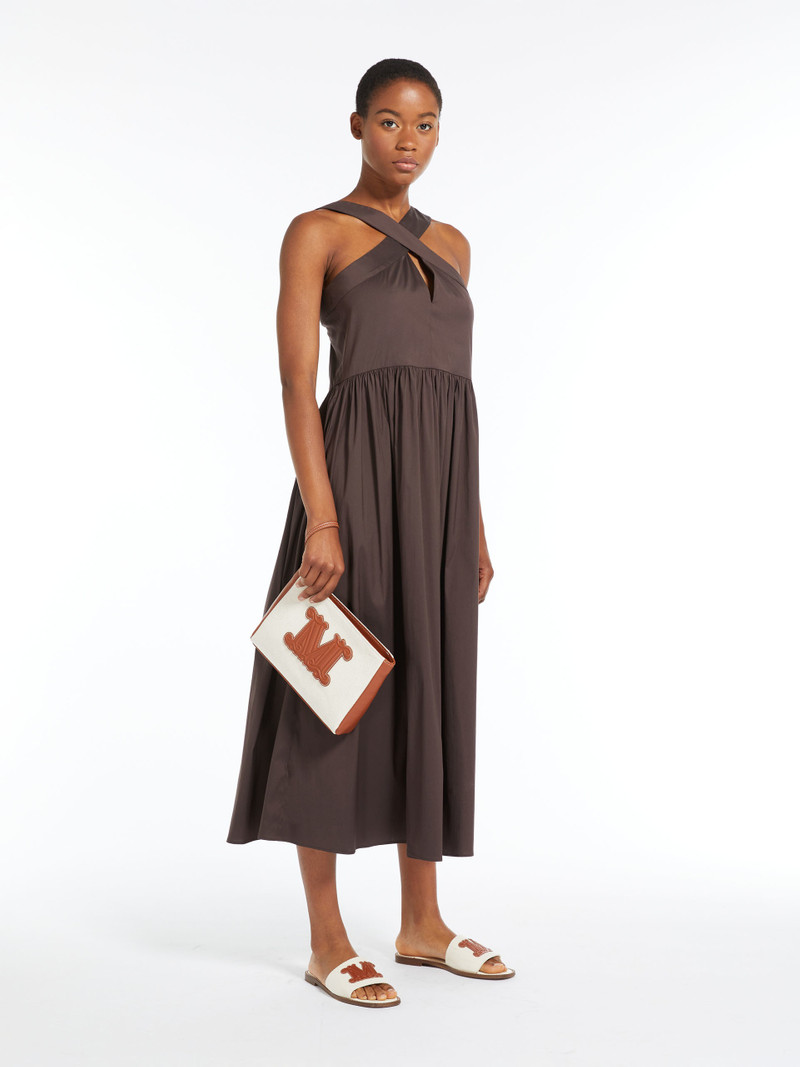 Max Mara Stelvio cutout cotton-blend poplin midi dress outlook