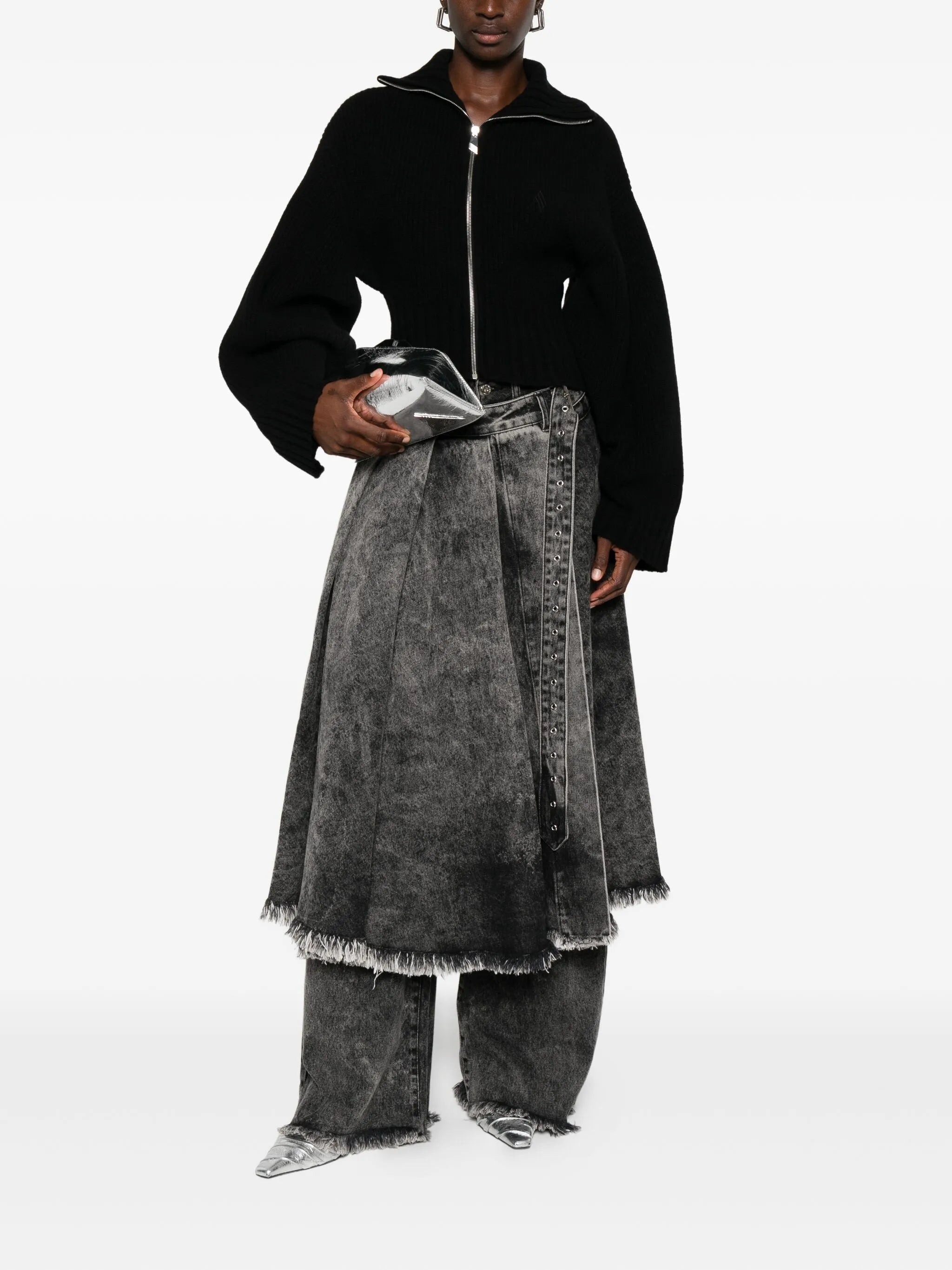 The Attico Zip-front Ribbed-knit Cardigan - 4