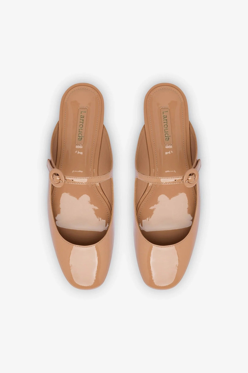 Blair Flat Mule In Tan Patent Leather 7