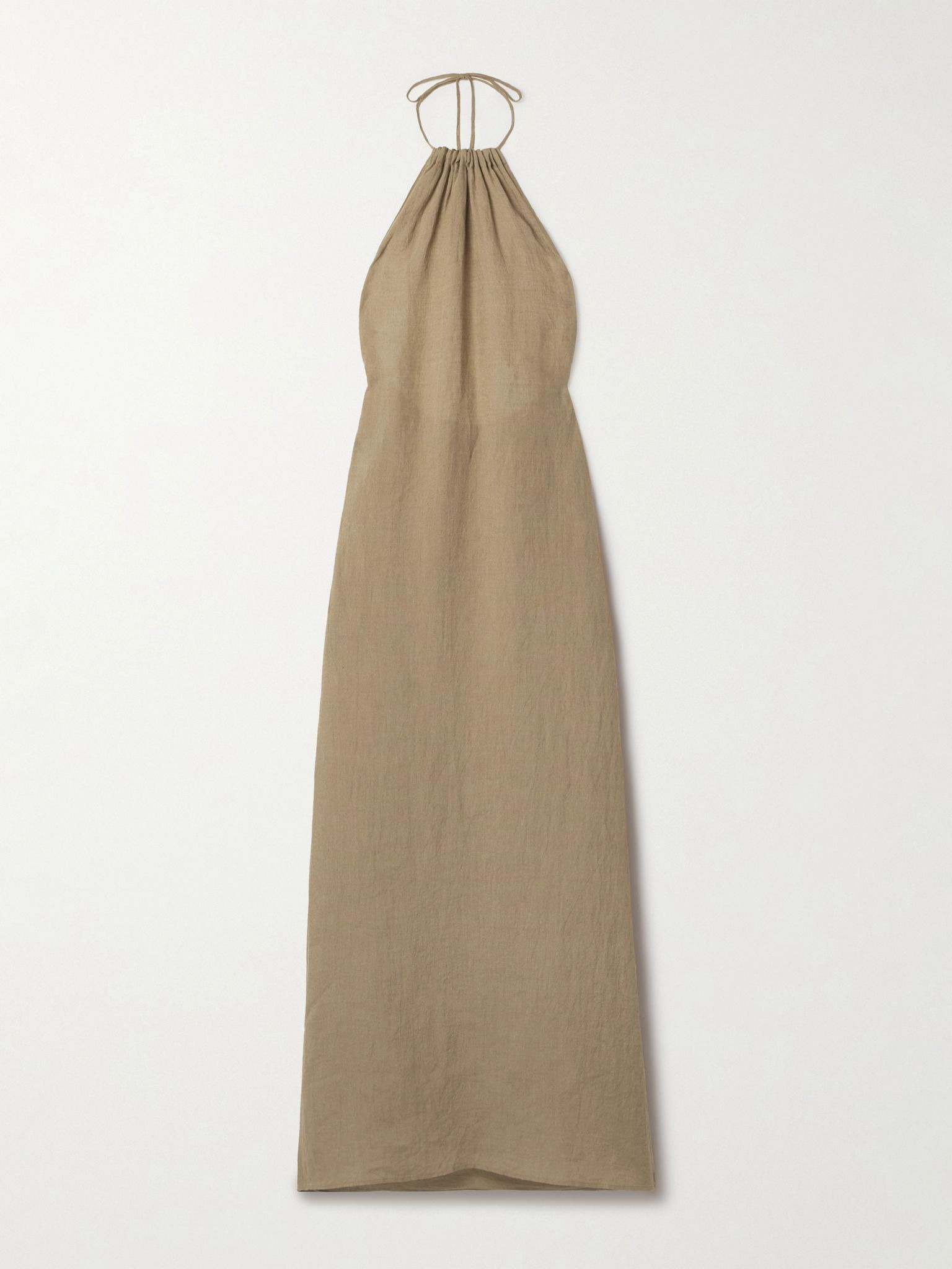 Lelia open-back linen-voile halterneck maxi dress Beige - 1