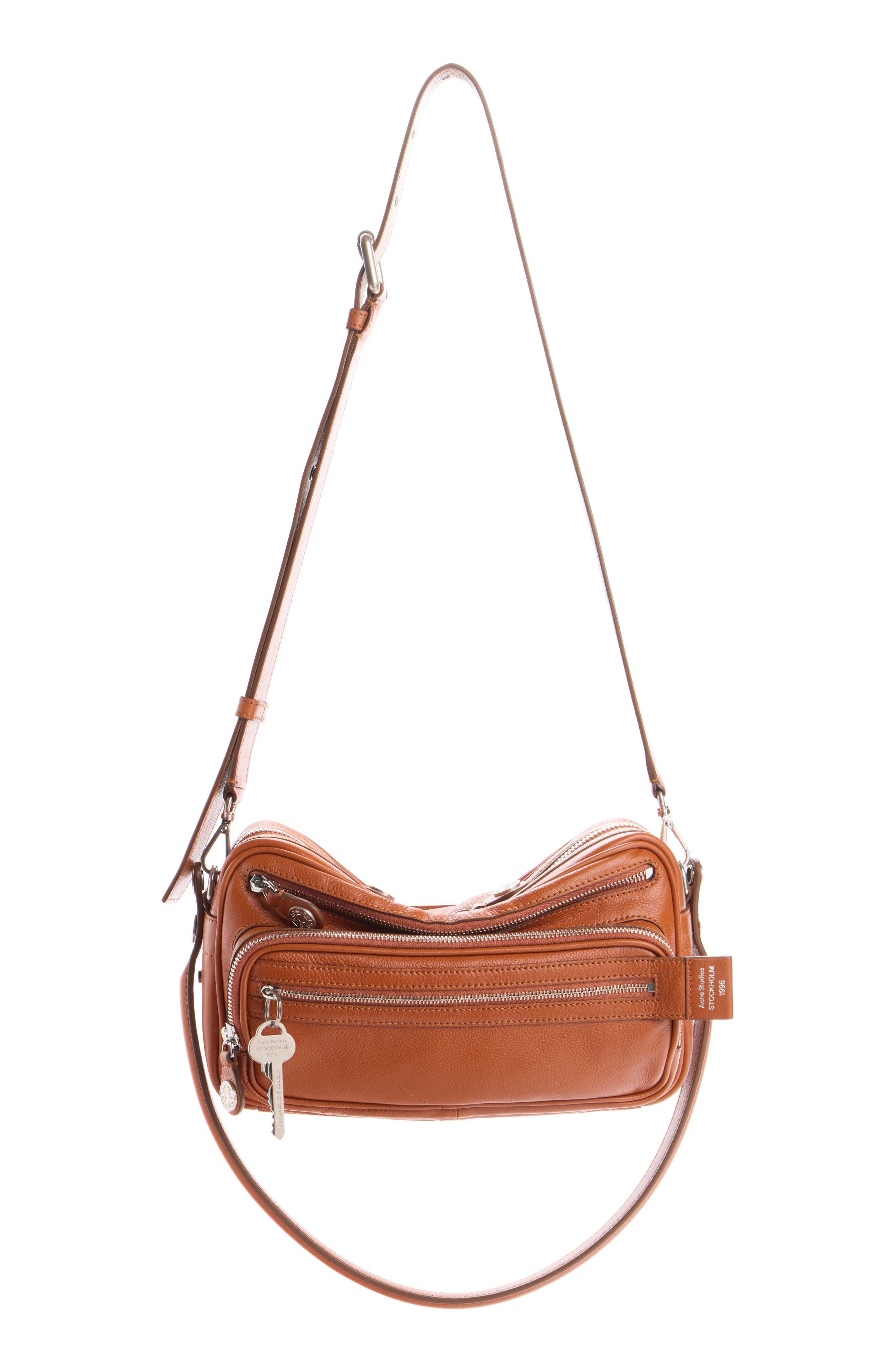 Acne Studios Small Camero Leather Shoulder Bag in Cognac Brown at Nordstrom - 4