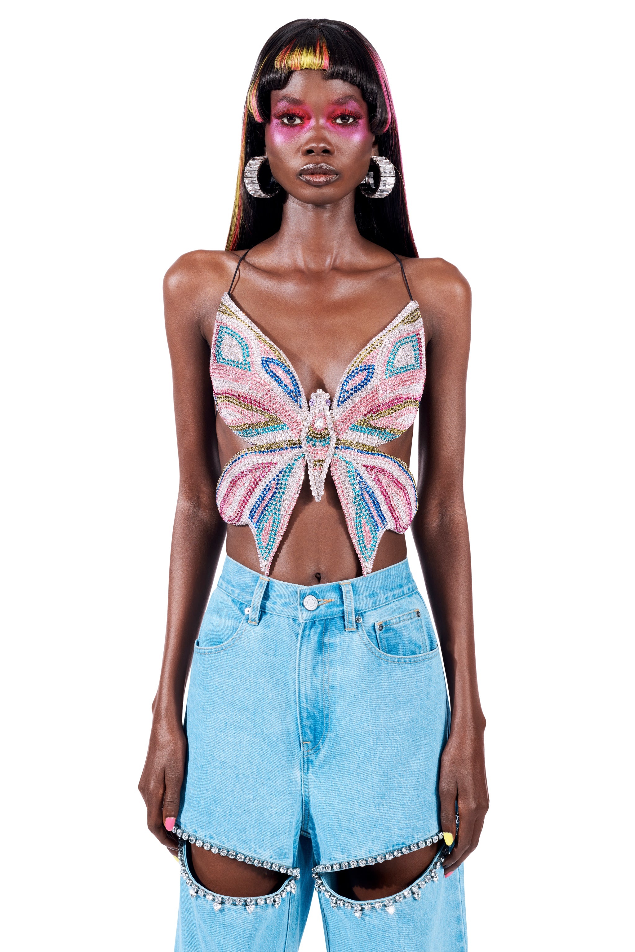 EMBROIDERED CRYSTAL BUTTERFLY TOP - 3