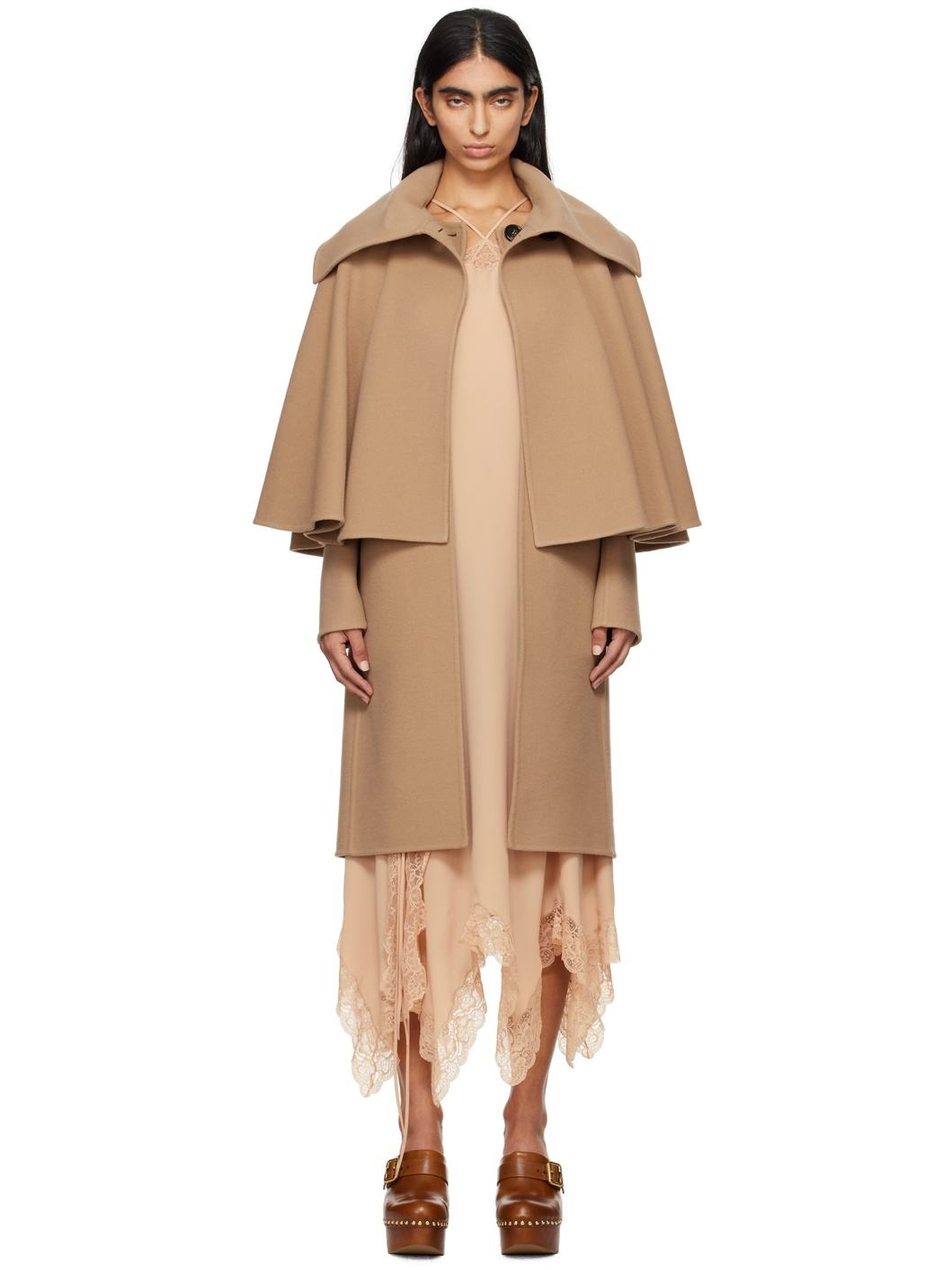 Tan Wool & Cashmere Coat - 1