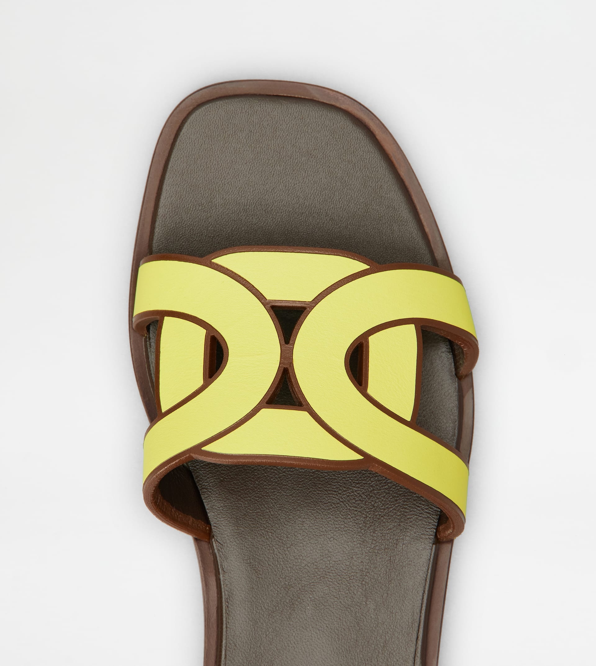 SANDALS IN LEATHER - YELLOW, BROWN - 3