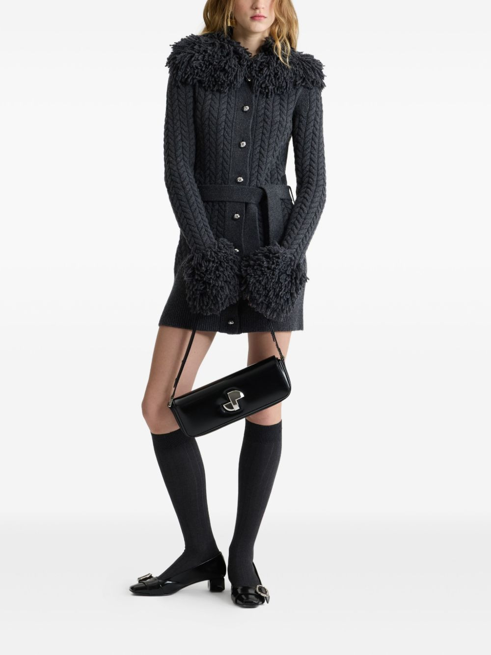 cable-knit fringe-trimmed cardigan - 2