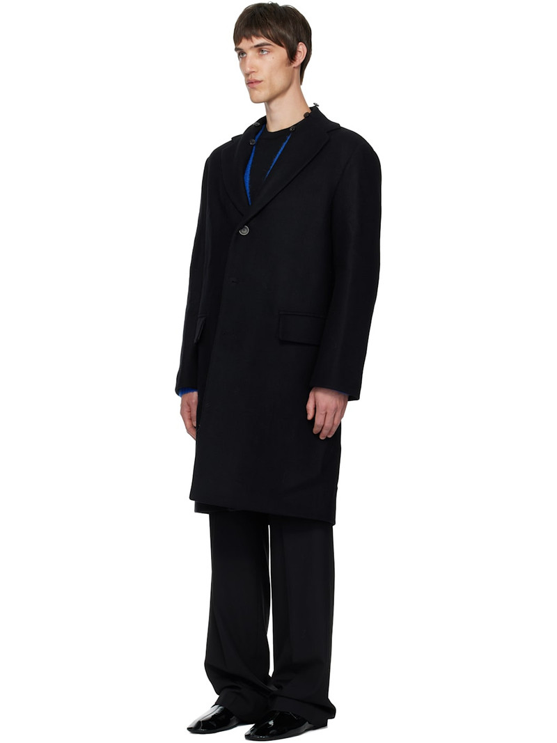 Dries Van Noten Black Wool Collar Coat outlook