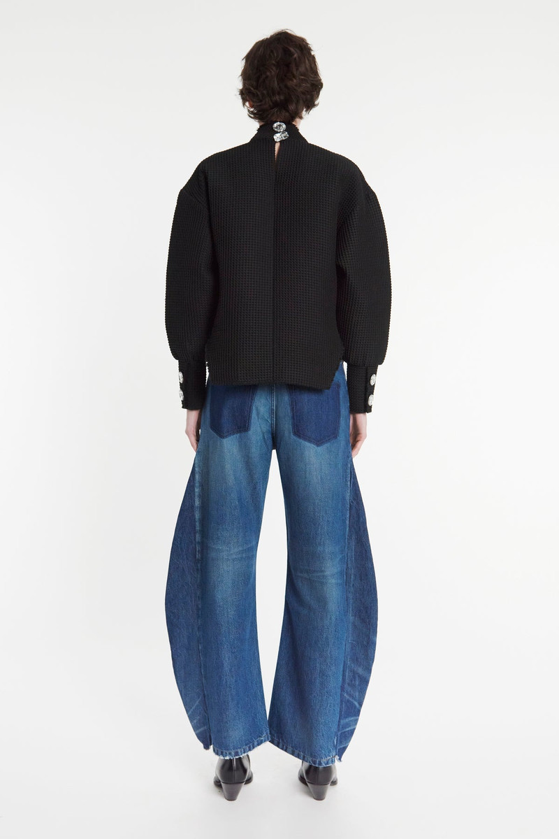 WAFFLE TEXTURE TOP WITH 3D FLOWERS BEIGE 5