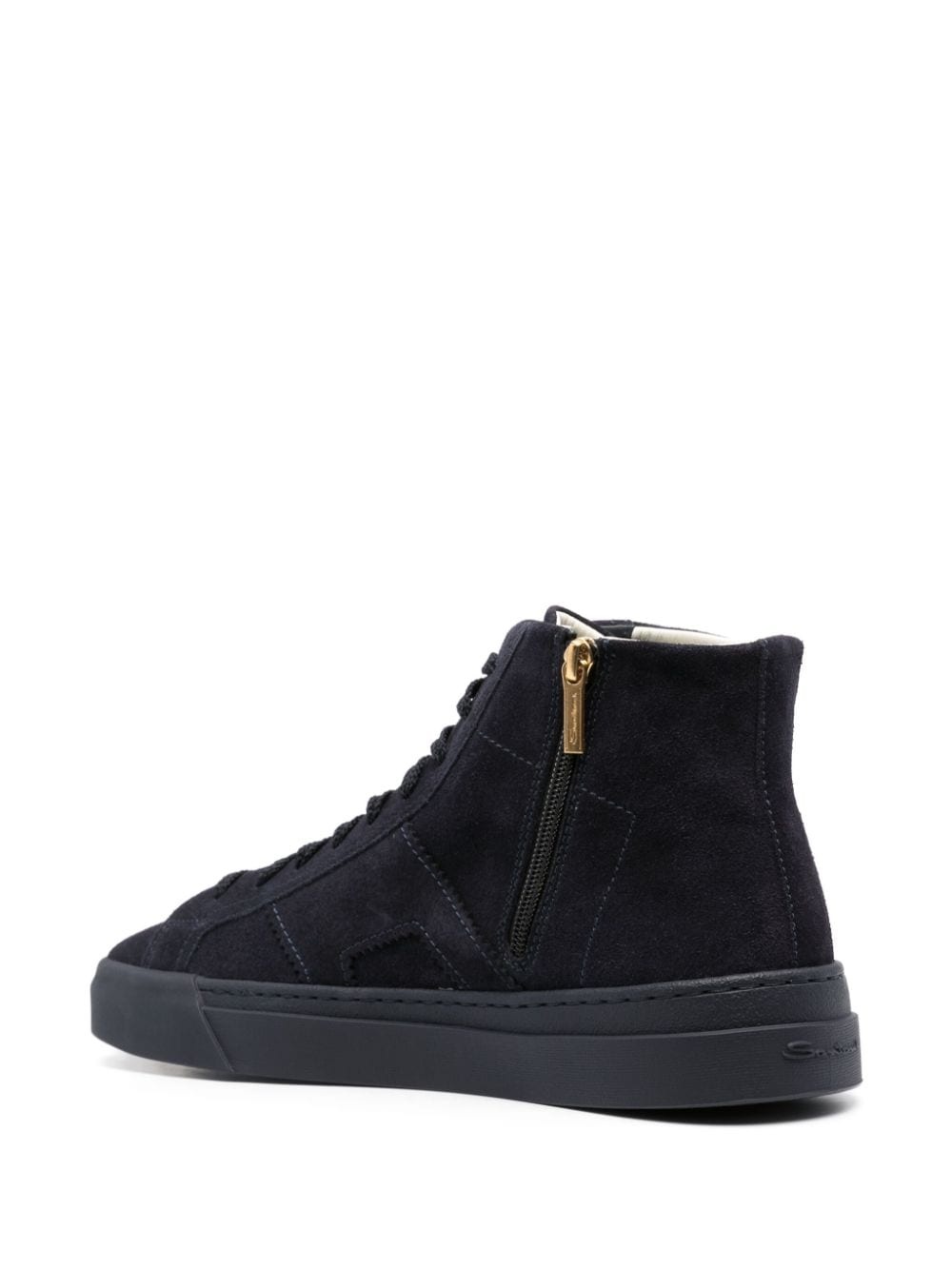 logo-print leather sneakers - 3