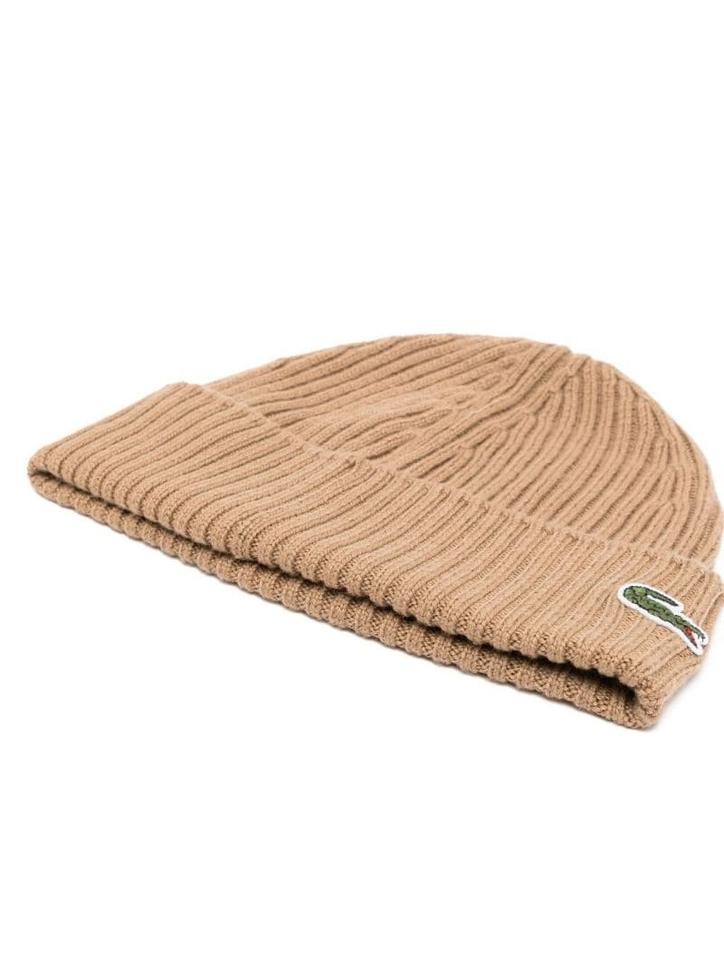 logo-patch ribbed-knit beanie - 2