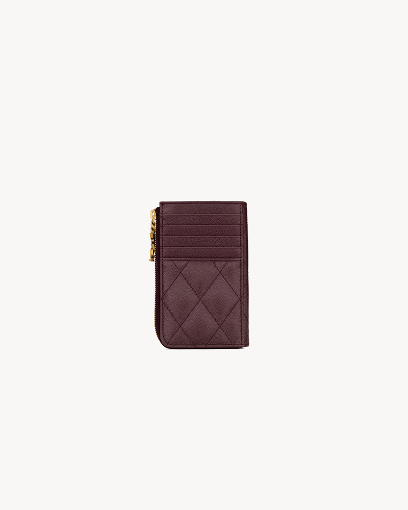 SAINT LAURENT CASSANDRE BIJOU ZIP CARD CASE IN GRAIN DE POUDRE LEATHER outlook