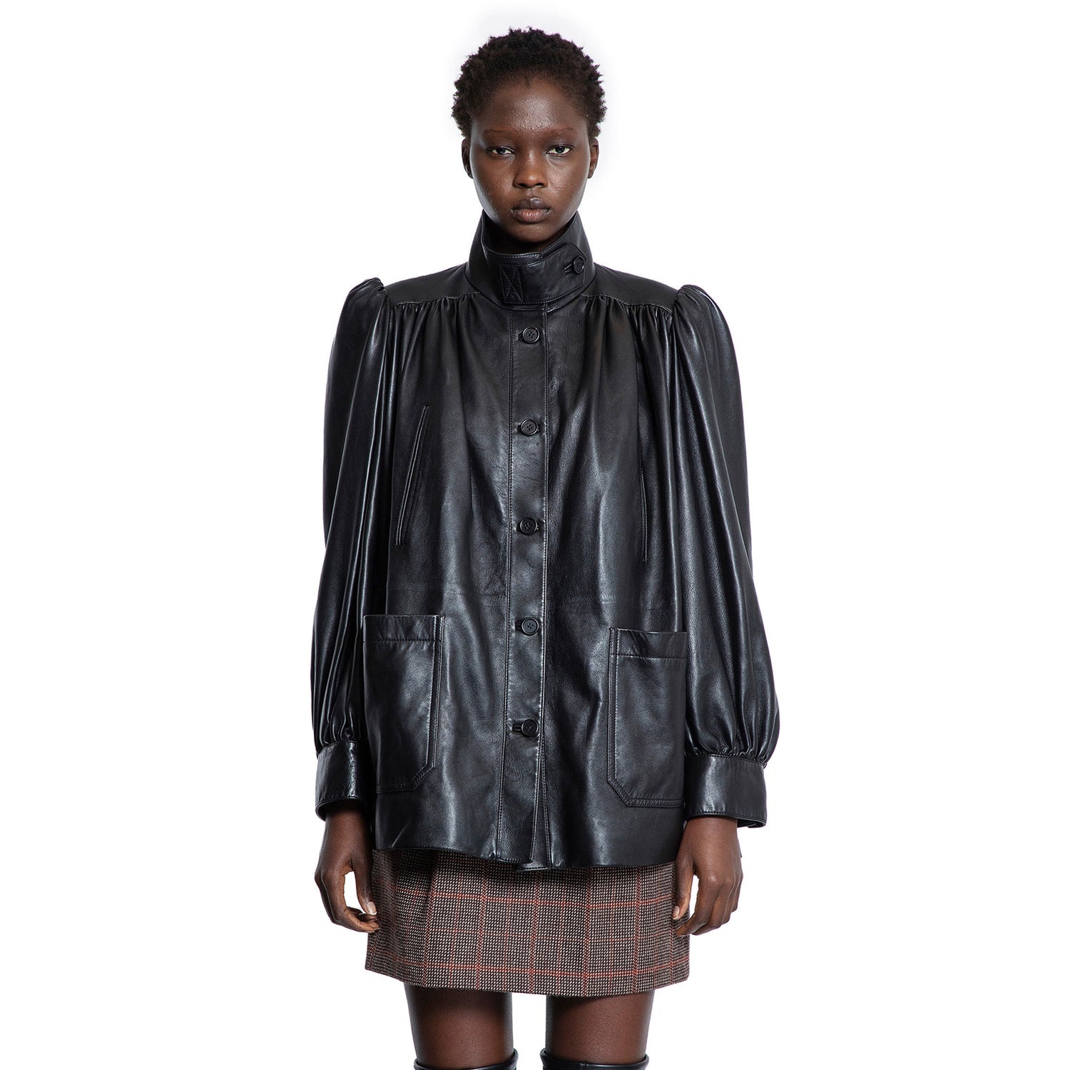 High-Neck-Coat-In-Plonge-Nappa-Leather - 7