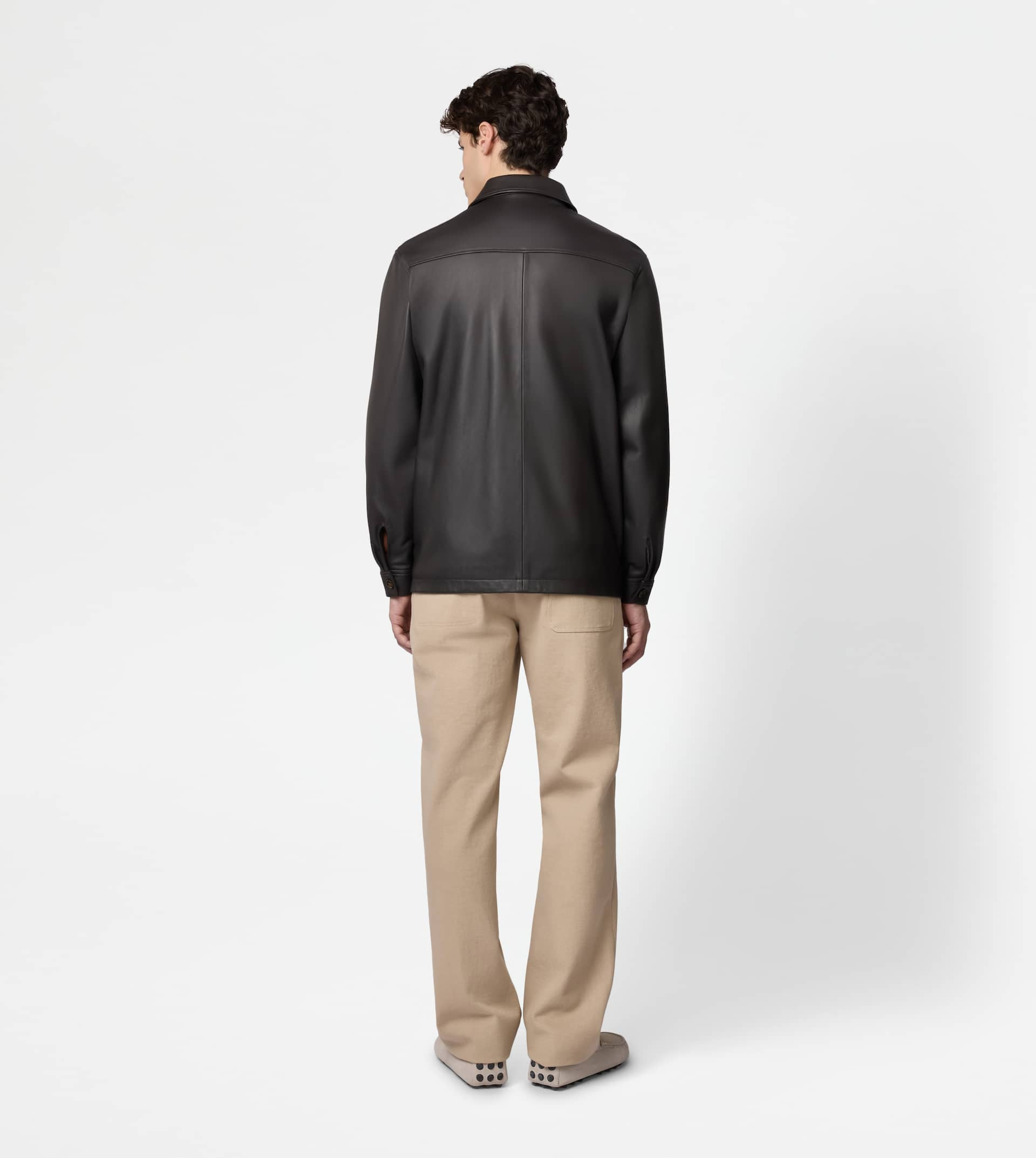 OVERSHIRT IN NAPPA LEATHER - BROWN - 3