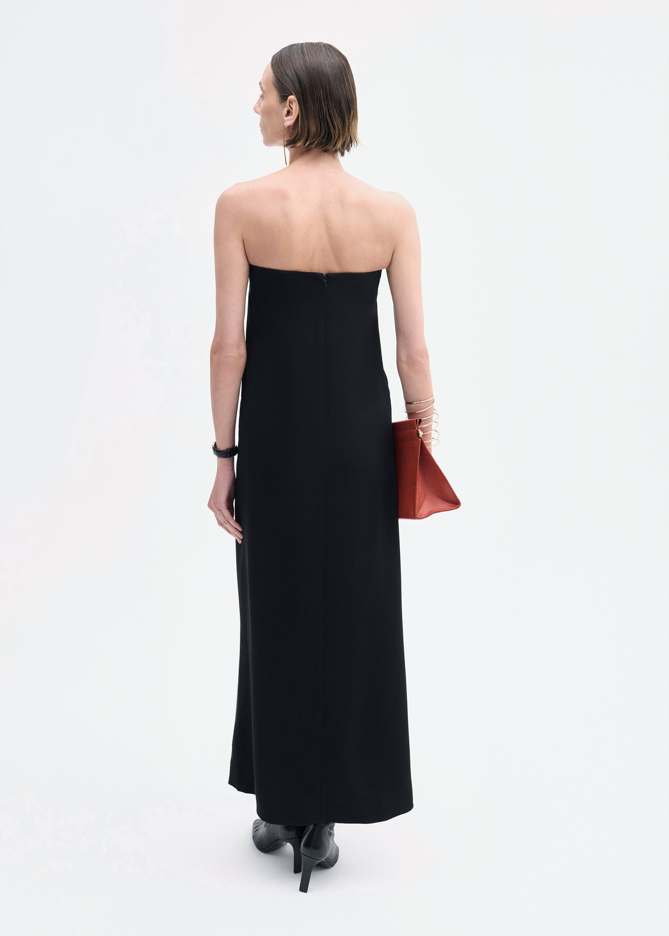 Strapless Column Dress in Viscose Crepe - 4