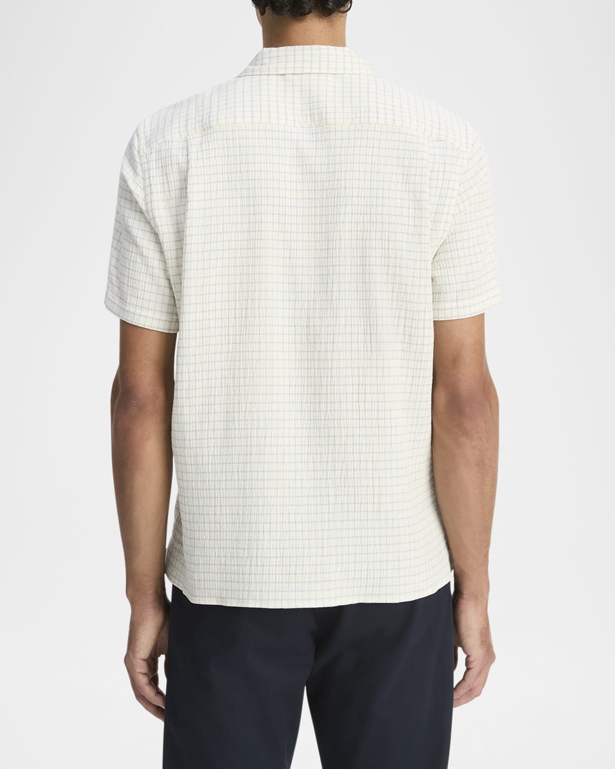 Men's Textured Cotton Grid Check Camp Shirt - 3
