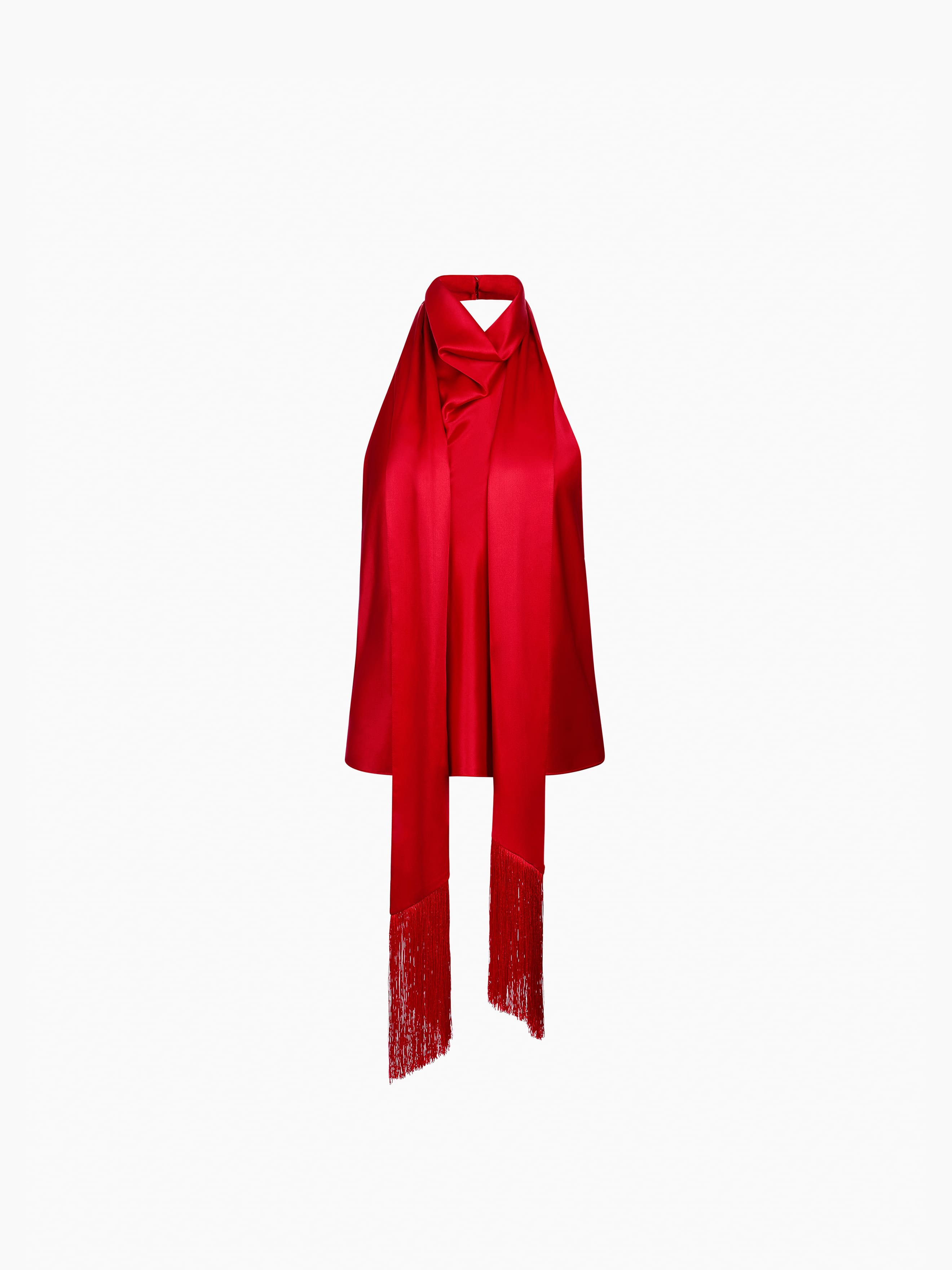 Red Halterneck Satin Top - 5