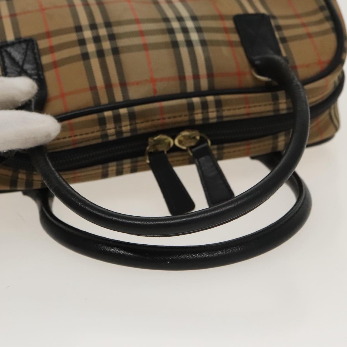 Burberry Nova Check Tote Bag Canvas Leather Beige Black - 7