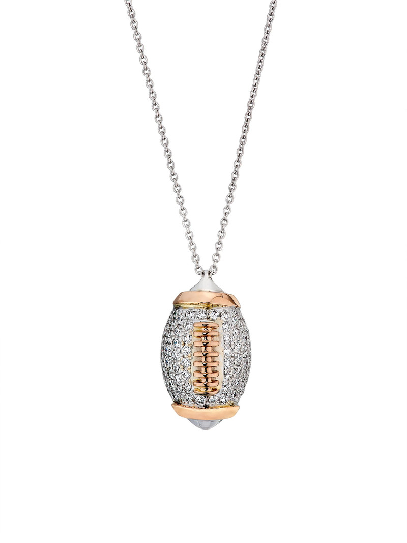 Women's Tiny Treasures Two-Tone 18K Gold & 0.48 TCW Diamond Football Pendant Necklace - White Gold 1