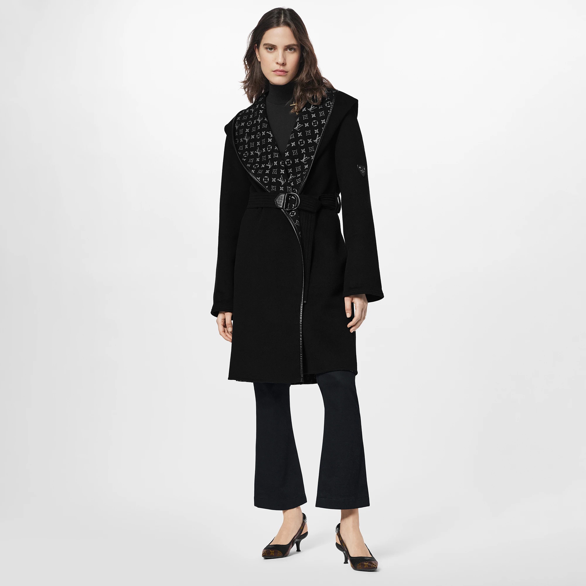 Louis Vuitton Signature Double Face Hooded Wrap Coat