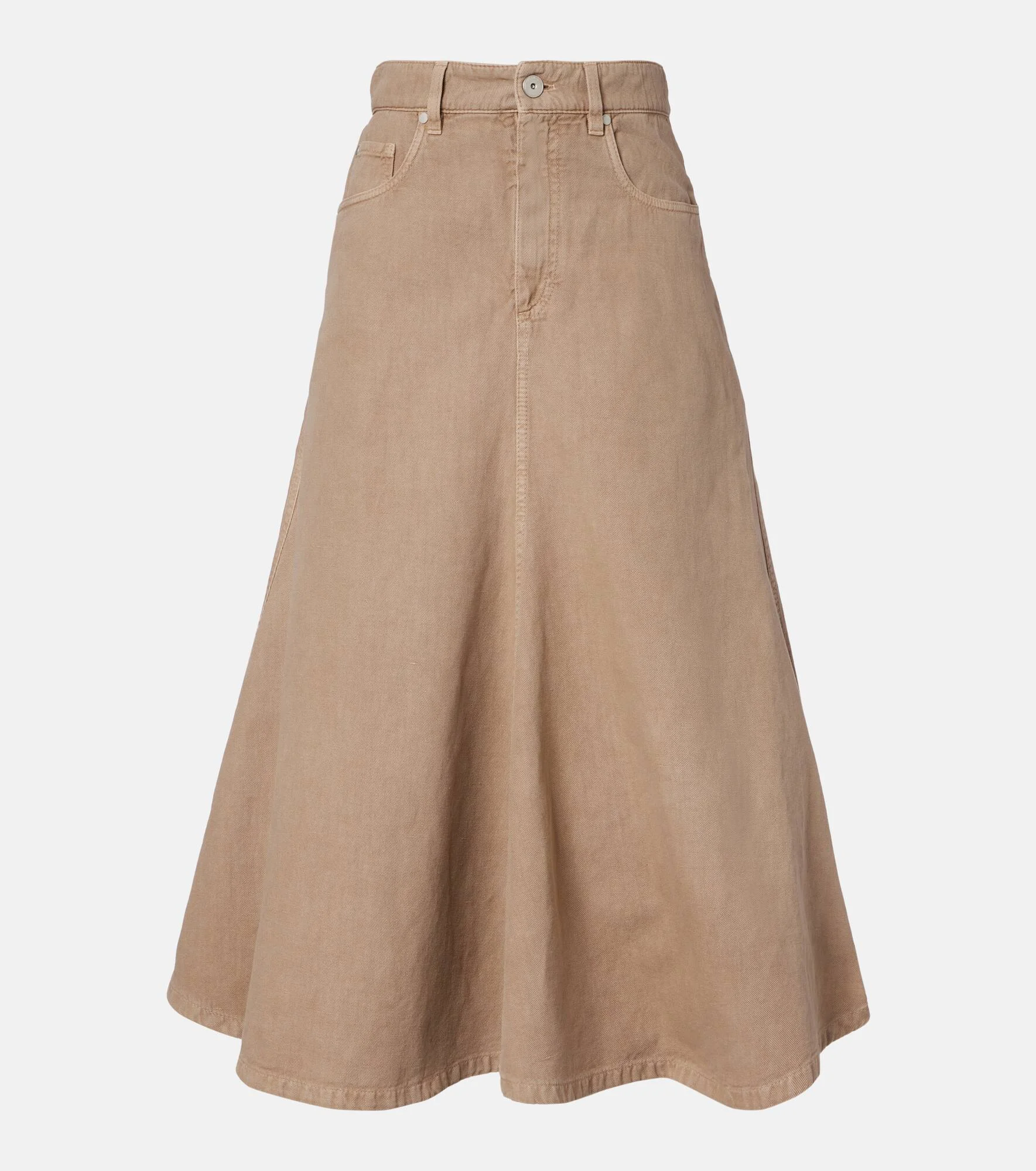 Cotton and linen denim midi skirt - 1