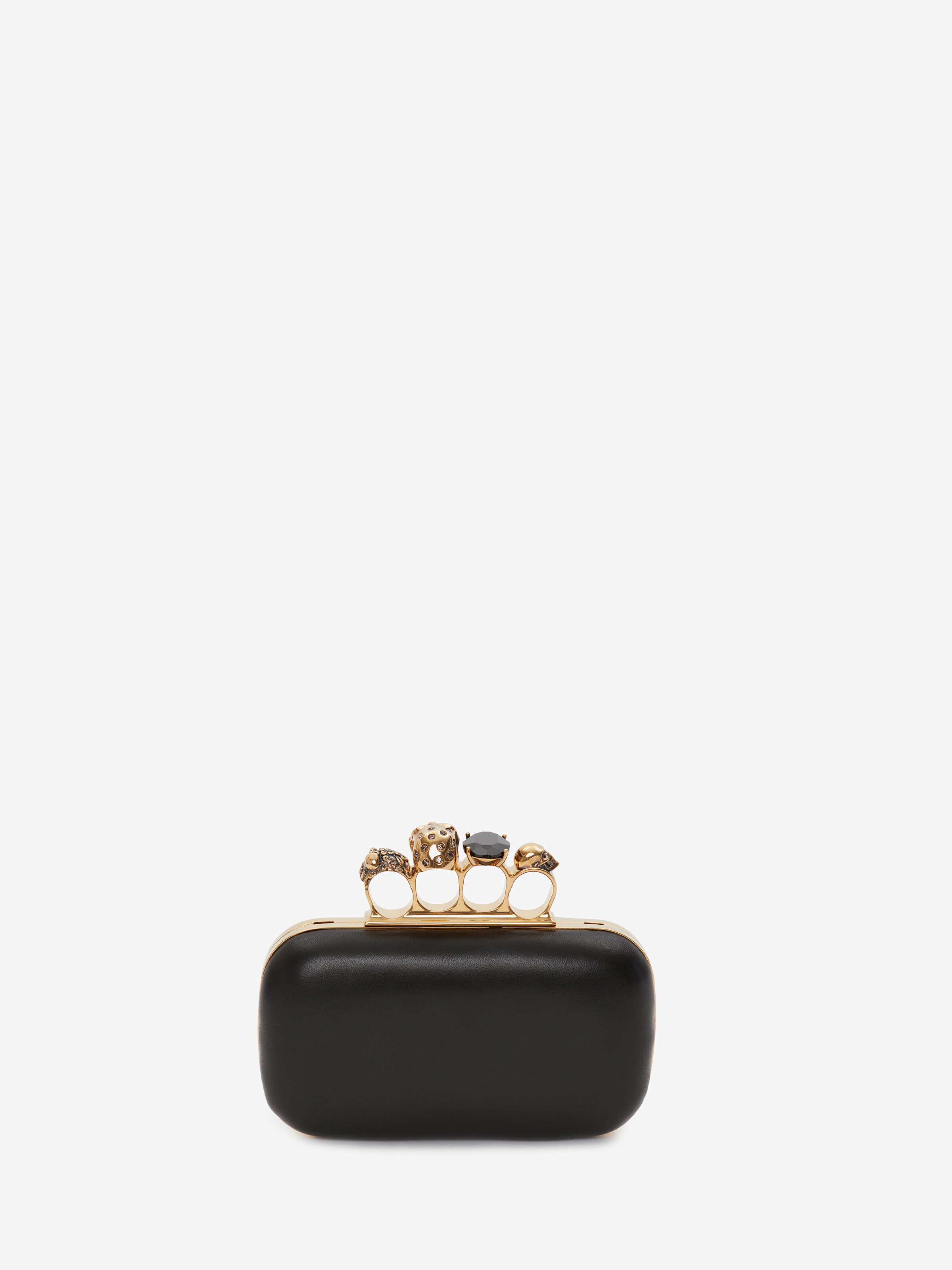 Women's Knuckle Clutch With Chain in Black - 3