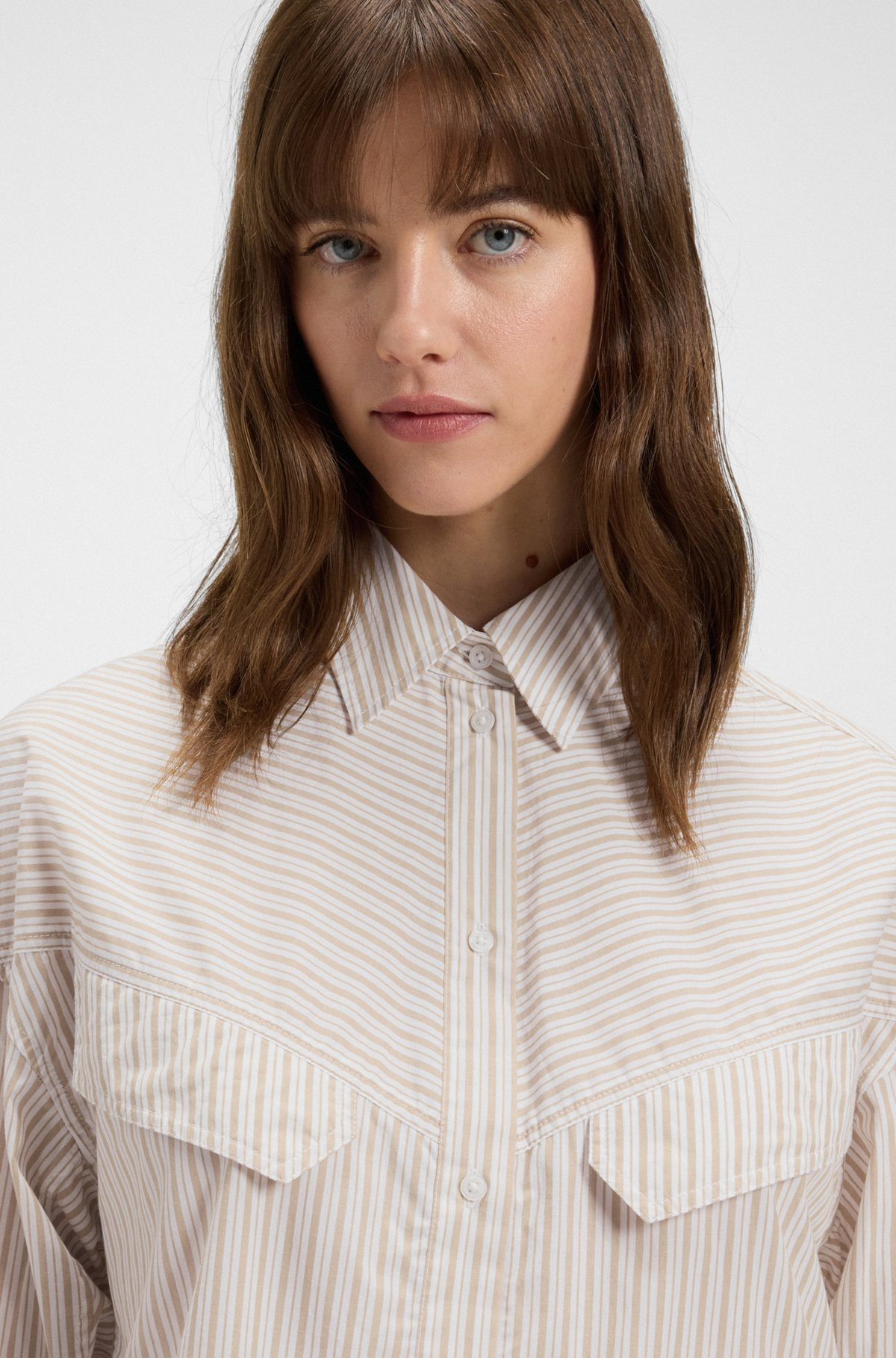 OVERSIZE-FIT BLOUSE IN STRIPED COTTON - 4