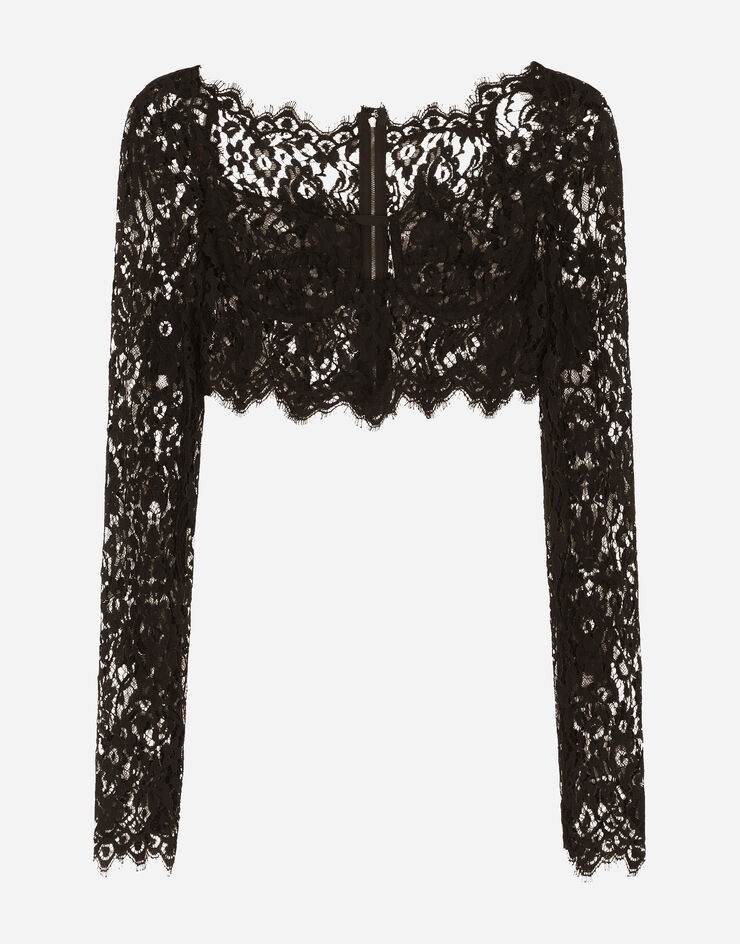 Long-sleeved lace corset top - 1