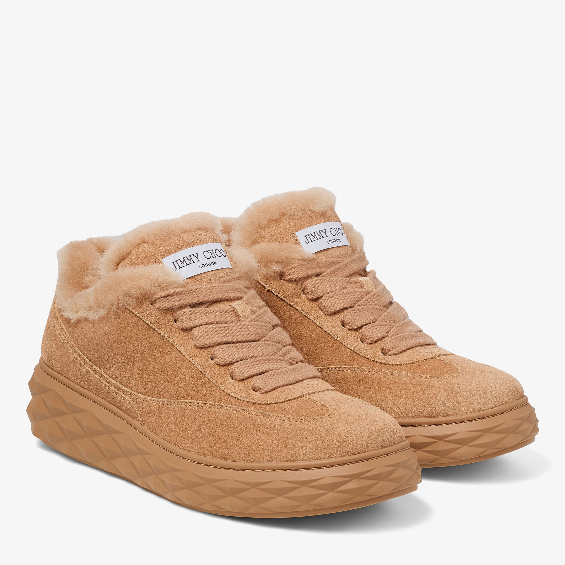Diamond Maxi Retro M
Toffee Velvet Suede Low Top Trainers with Shearling - 2
