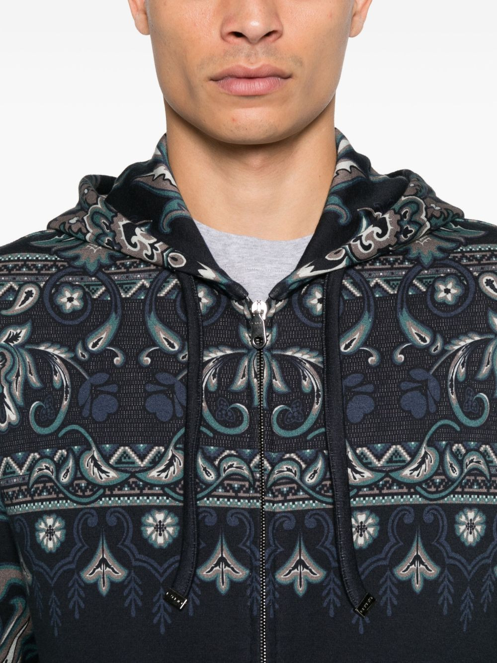 paisley-print zip-up hoodie - 5