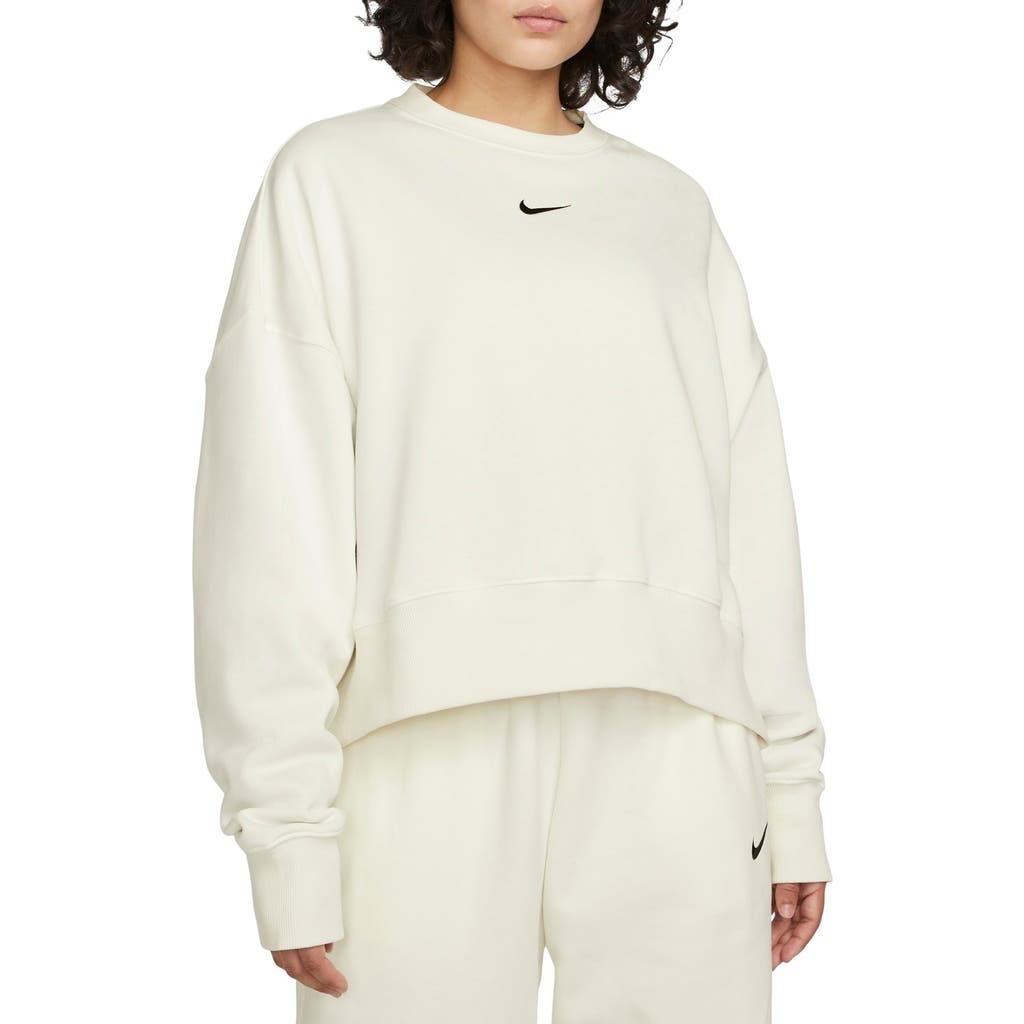 Nike Phoenix Fleece Crewneck Sweatshirt in Sail/black at Nordstrom - 1