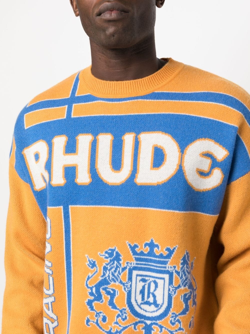 Palm jacquard crew neck jumper - 5