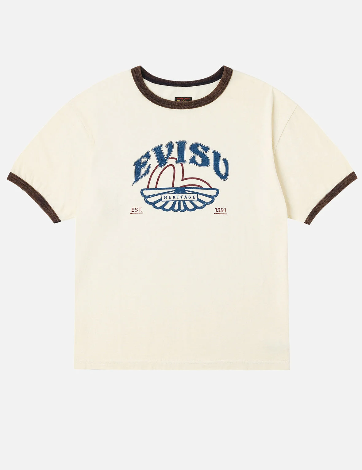 Washed Seagull and Logo Print Regular Fit Ringer T-shirt - 1