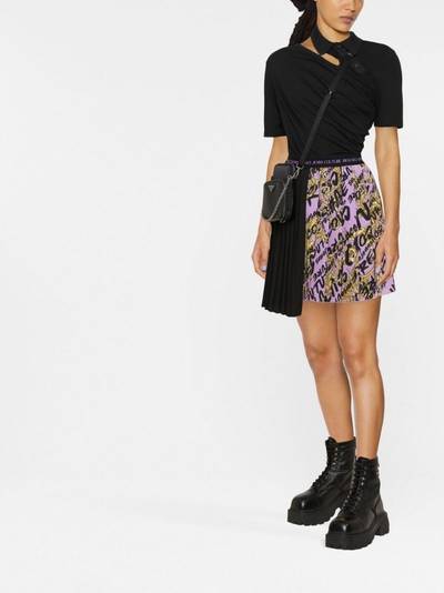 VERSACE JEANS COUTURE logo brush-print pleated skirt outlook