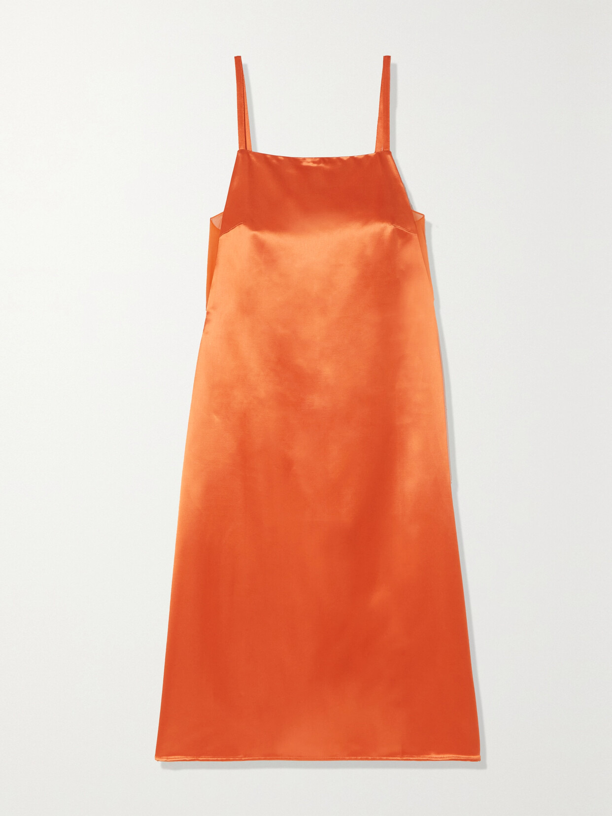Silk-paneled Satin Dress - 1