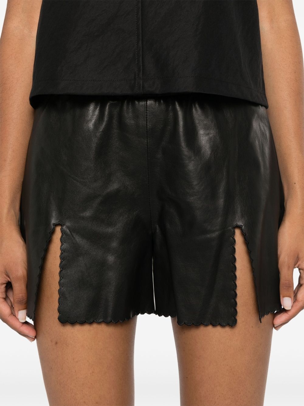 vented leather shorts - 5