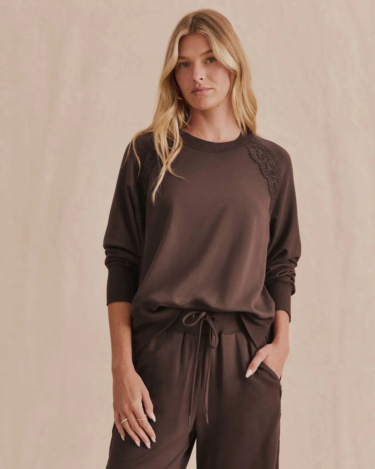 Supersoft Lace Trim Crewneck - 1