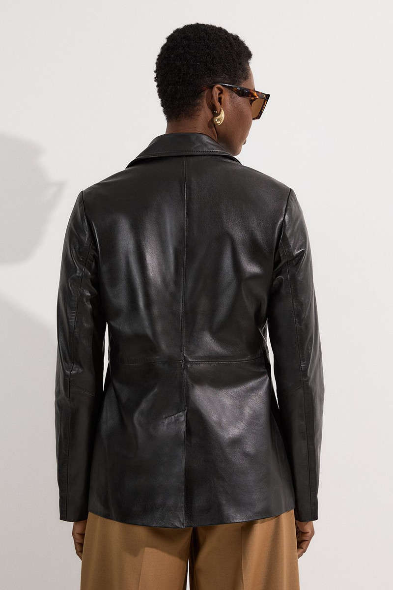 Leather Tailored Single Breasted Blazer 5