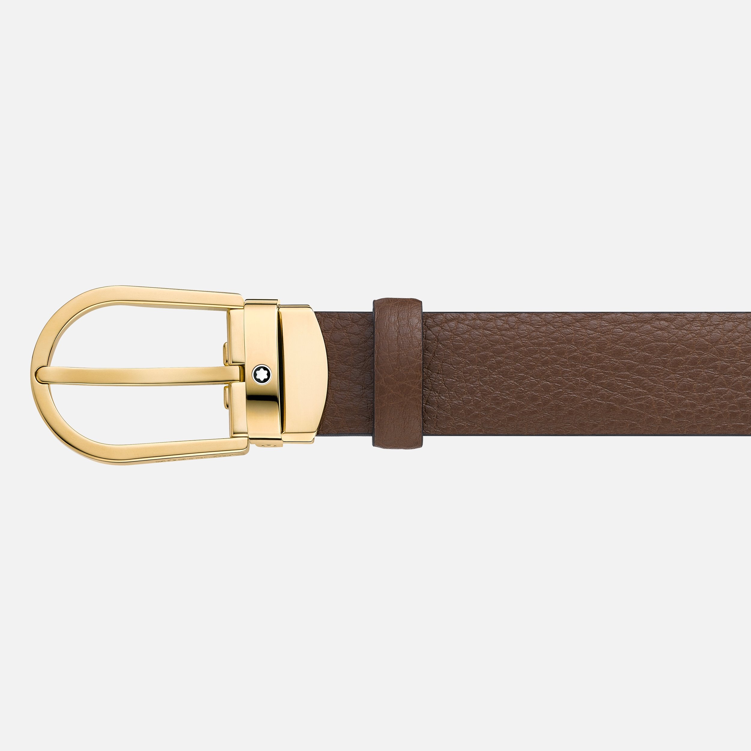 Horseshoe buckle brown 30 mm leather belt - 2