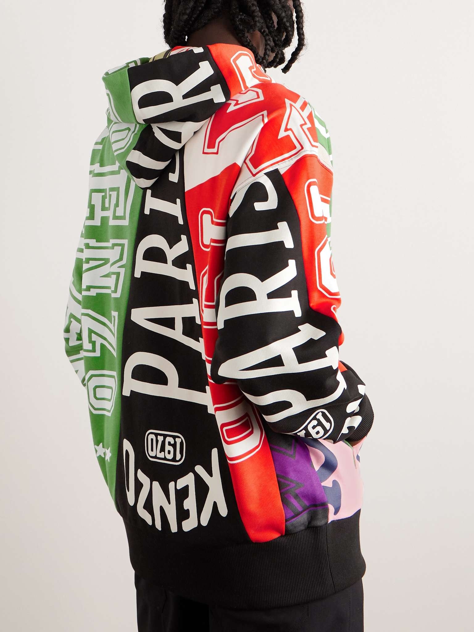 Printed Patchwork Stretch-Cotton Jersey Hoodie - 3